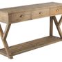 Consoles - Console en bois recyclé, 170 cm, 3 tiroirs, style industriel vintage - JP2B DECORATION