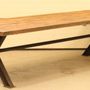 Tables Salle à Manger - Table de repas industrielle en métal et bois recyclé, 300 cm, à assembler - JP2B DECORATION