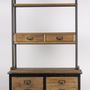 Bookshelves - Industrial bookshelf in metal and recycled wood, 231 cm, 12 drawers - JP2B DECORATION