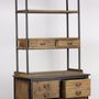 Bookshelves - Industrial bookshelf in metal and recycled wood, 231 cm, 12 drawers - JP2B DECORATION