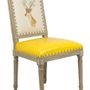 Chaises - Chaise de table Louis XVI, style vintage, 100 cm, finition jaune vieilli - JP2B DECORATION