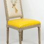 Chaises - Chaise de table Louis XVI, style vintage, 100 cm, finition jaune vieilli - JP2B DECORATION