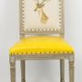 Chaises - Chaise de table Louis XVI, style vintage, 100 cm, finition jaune vieilli - JP2B DECORATION
