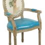 Chaises - Fauteuil bleu Biche, style vintage, assise confortable, 96 cm - JP2B DECORATION