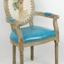 Chaises - Fauteuil bleu Biche, style vintage, assise confortable, 96 cm - JP2B DECORATION