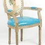 Chaises - Fauteuil bleu Biche, style vintage, assise confortable, 96 cm - JP2B DECORATION