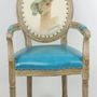 Chaises - Fauteuil bleu Biche, style vintage, assise confortable, 96 cm - JP2B DECORATION