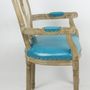 Chaises - Fauteuil bleu Biche, style vintage, assise confortable, 96 cm - JP2B DECORATION