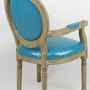 Chaises - Fauteuil bleu Biche, style vintage, assise confortable, 96 cm - JP2B DECORATION