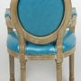 Chaises - Fauteuil bleu Biche, style vintage, assise confortable, 96 cm - JP2B DECORATION