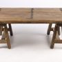 Tables basses - Table à café Tréteaux en bois recyclé, 110 cm, style industriel vintage - JP2B DECORATION