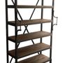 Shelves - Edison industrial shelf, 8 levels, aged wood and black metal - JP2B DECORATION