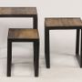 Tables basses - Set de tables gigognes en métal et bois recyclé, 40 cm, style industriel - JP2B DECORATION