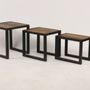 Tables basses - Set de tables gigognes en métal et bois recyclé, 40 cm, style industriel - JP2B DECORATION