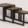 Tables basses - Set de tables gigognes en métal et bois recyclé, 40 cm, style industriel - JP2B DECORATION
