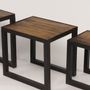 Tables basses - Set de tables gigognes en métal et bois recyclé, 40 cm, style industriel - JP2B DECORATION