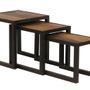 Tables basses - Set de tables gigognes en métal et bois recyclé, 40 cm, style industriel - JP2B DECORATION