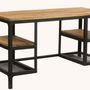 Desks - Conrad industrial desk in wood and metal, 140 cm, 4 shelves - JP2B DECORATION