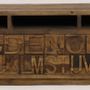 Buffets - Meuble TV ABCD en bois recyclé, 177 cm, style vintage avec rangements alphabet - JP2B DECORATION