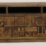 Buffets - Meuble TV ABCD en bois recyclé, 177 cm, style vintage avec rangements alphabet - JP2B DECORATION