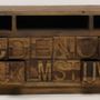 Buffets - Meuble TV ABCD en bois recyclé, 177 cm, style vintage avec rangements alphabet - JP2B DECORATION