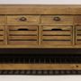 Buffets - Îlot central Gary en bois recyclé, 183 cm, 16 tiroirs, style industriel - JP2B DECORATION