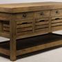 Buffets - Îlot central Gary en bois recyclé, 183 cm, 16 tiroirs, style industriel - JP2B DECORATION