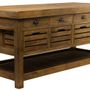 Buffets - Îlot central Gary en bois recyclé, 183 cm, 16 tiroirs, style industriel - JP2B DECORATION