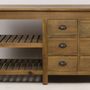 Buffets - Îlot de rangement Melchior en bois recyclé, 150 cm, 6 tiroirs et 2 étagères - JP2B DECORATION