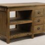 Buffets - Îlot de rangement Melchior en bois recyclé, 150 cm, 6 tiroirs et 2 étagères - JP2B DECORATION