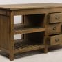 Buffets - Îlot de rangement Melchior en bois recyclé, 150 cm, 6 tiroirs et 2 étagères - JP2B DECORATION