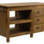 Buffets - Îlot de rangement Melchior en bois recyclé, 150 cm, 6 tiroirs et 2 étagères - JP2B DECORATION