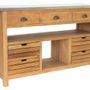 Buffets - Îlot de rangement Balthazar en bois recyclé, 140 cm, 7 tiroirs et 2 étagères - JP2B DECORATION