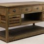 Buffets - Îlot de cuisine Emerson en bois recyclé, 160 cm, 12 tiroirs, style vintage - JP2B DECORATION