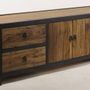 Sideboards - Sherman TV stand recycled wood and metal, industrial design 180 cm - JP2B DECORATION