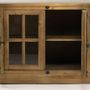 Sideboards - Cleveland sideboard wood and glass, rustic design 200 cm - JP2B DECORATION