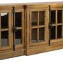 Sideboards - Cleveland sideboard wood and glass, rustic design 200 cm - JP2B DECORATION