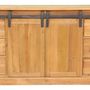 Bookshelves - Ruston cabinet recycled wood, sliding door and drawers - JP2B DECORATION