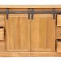 Bookshelves - Ruston cabinet recycled wood, sliding door and drawers - JP2B DECORATION