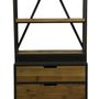 Shelves - Industrial shelf, 6 shelves, aged wood and metal, 243 cm - JP2B DECORATION