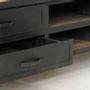 Buffets - Meuble TV industriel bois et fer, 4 tiroirs, roulettes - JP2B DECORATION