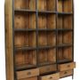 Bookshelves - Industrial bookcase wood and iron, 6 drawers, 12 shelves - JP2B DECORATION