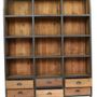 Bookshelves - Industrial bookcase wood and iron, 6 drawers, 12 shelves - JP2B DECORATION