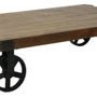 Coffee tables - Industrial coffee table recycled wood and metal, with wheels - JP2B DECORATION