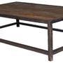 Coffee tables - Industrial coffee table, aged wood and black metal, 140 cm - JP2B DECORATION