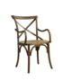 Chaises - Fauteuil Kensington, bois vieilli, assise en cannage, style classique - JP2B DECORATION