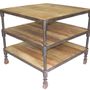 Other tables - Industrial side table, wood and metal, 3 shelves - JP2B DECORATION