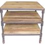 Other tables - Industrial side table, wood and metal, 3 shelves - JP2B DECORATION