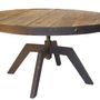 Coffee tables - Large round coffee table, aged wood and metal, 80 cm - JP2B DECORATION