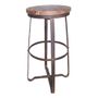 Tabourets - Tabouret de bar industriel réglable, métal et bois, design vintage - JP2B DECORATION